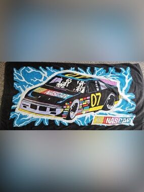 Vintage NASCAR Lightening Supercharged beach towel 07 Jay Franco Blue 90s